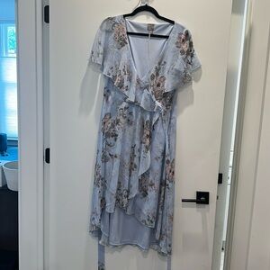 ASOS - light blue floral wrap tie dress